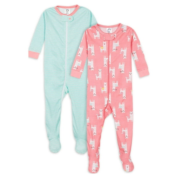 Gerber Baby & Toddler Neutral Snug Fit Footed Cotton Pajamas, 2-Pack, Sizes 0/3 Months - 5T