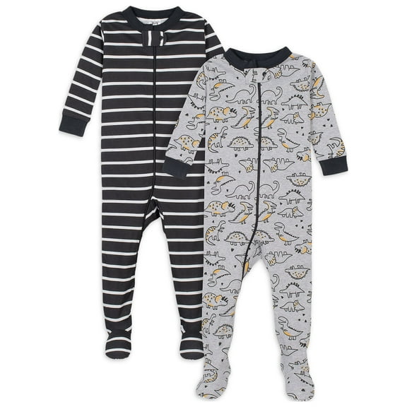 Gerber Baby & Toddler Neutral Snug Fit Footed Cotton Pajamas, 2-Pack, Sizes 0/3 Months - 5T