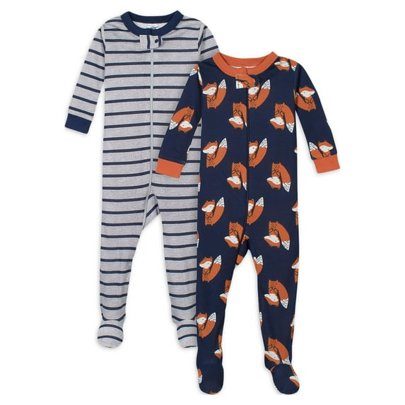 Gerber Baby & Toddler Neutral Snug Fit Footed Cotton Pajamas, 2-Pack, Sizes 0/3 Months - 5T