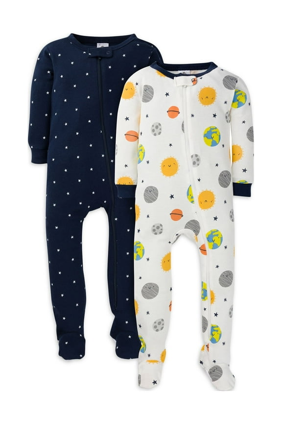 Baby & Toddler Neutral Snug Fit Footed Cotton Pajamas, 2-Pack, Sizes 0/3 Months - 5T