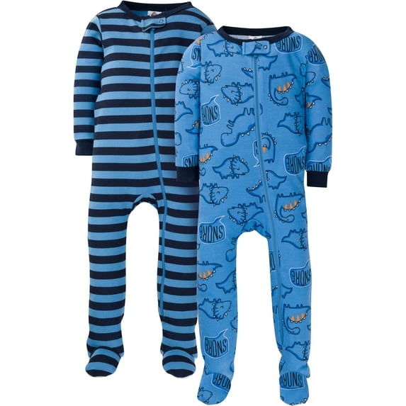 Gerber Baby & Toddler Neutral Snug Fit Footed Cotton Pajamas, 2-Pack, Sizes 0/3 Months - 5T