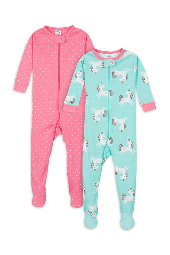 Baby & Toddler Neutral Snug Fit Footed Cotton Pajamas, 2-Pack, Sizes 0/3 Months - 5T