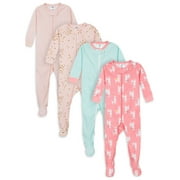 Gerber Baby & Toddler Neutral Snug Fit Footed Cotton Pajamas, 4-Pack, Sizes 0/3 Months-5T