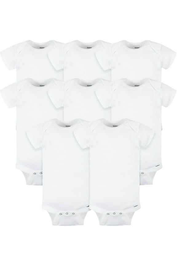 Baby Unisex White Short Sleeve Cotton Onesies Bodysuits, 8-Pack, Preemie-24 Months