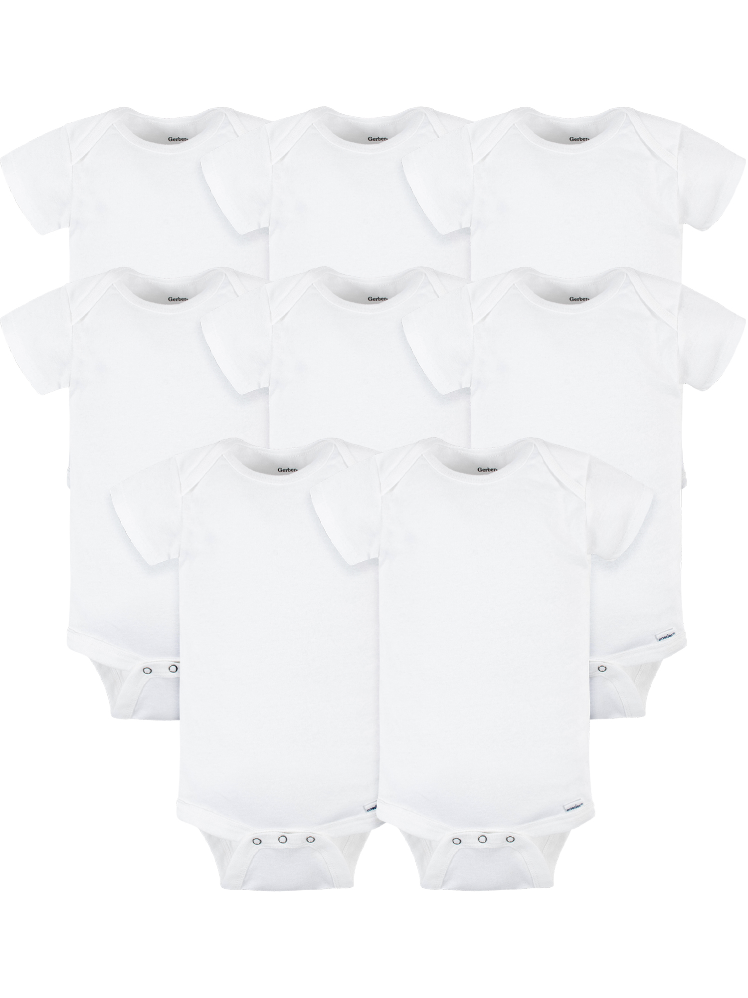 Gerber Baby Unisex White Short Sleeve Cotton Onesies Bodysuits, 8-Pack, Preemie-24 Months - image 1 of 13