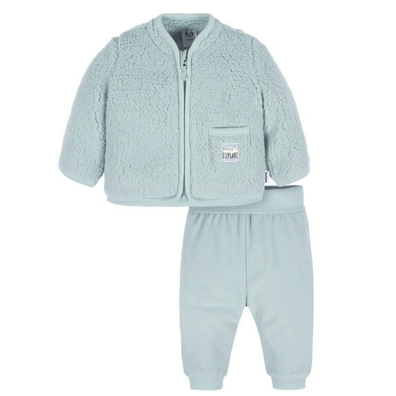Gerber Baby and Toddler Boy Casual Sherpa Jacket & Jogger Pant Outfit Set, 2-Piece, Sizes 0/3M-5T