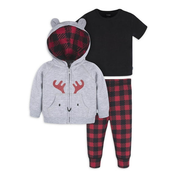 Gerber Baby and Toddler Boy Hoodie, Tee and Active Pant, 3-Piece, Sizes 0/3 Months-5T
