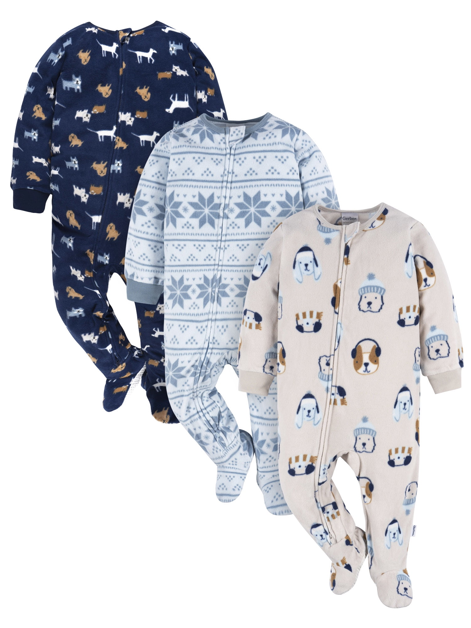 Gerber Baby and Toddler Neutral Microfleece Blanket Sleeper Pajamas, 3-Pack, Sizes 0/3M-5T
