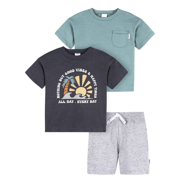 Gerber Baby and Toddler Boy Playwear Outfit Set, 3-Piece, Sizes 12 Months - 5T