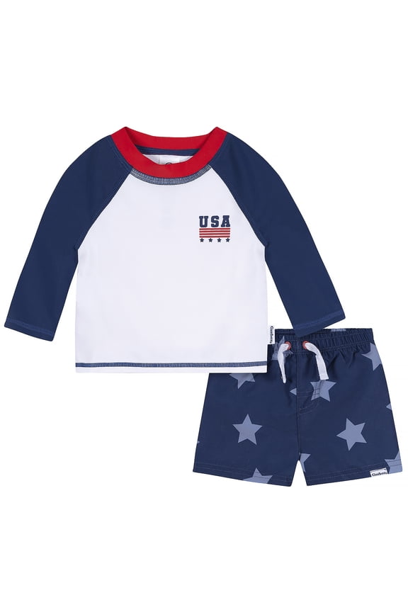 Baby and Toddler Boy Rashguard Swimsuit Set, Sizes (3-6 Months - 5T)