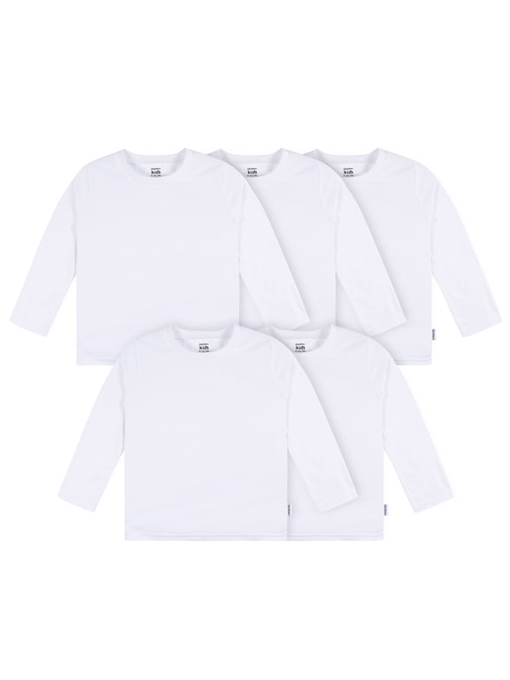 Baby and Toddler Gender Neutral Premium Long Sleeve T-Shirts, 5 Pack, Sizes 6-9 Months - 5T