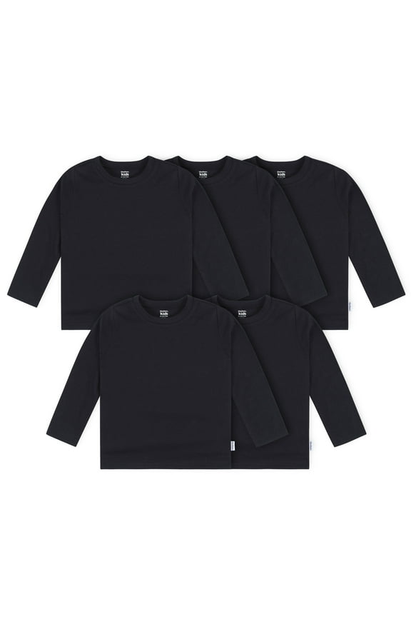 Baby and Toddler Gender Neutral Premium Long Sleeve T-Shirts, 5 Pack, Sizes 6-9 Months - 5T
