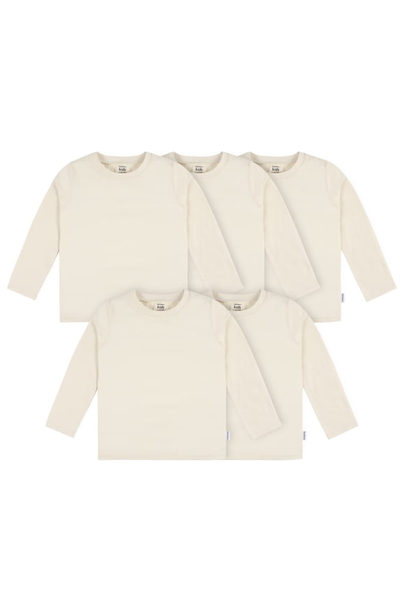Baby and Toddler Gender Neutral Premium Long Sleeve T-Shirts, 5 Pack, Sizes 6-9 Months - 5T
