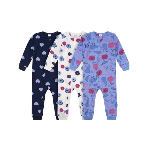 Gerber Baby and Toddler Girl 3pc Footless Blanket Sleepers, Sizes (12 Months - 5T)
