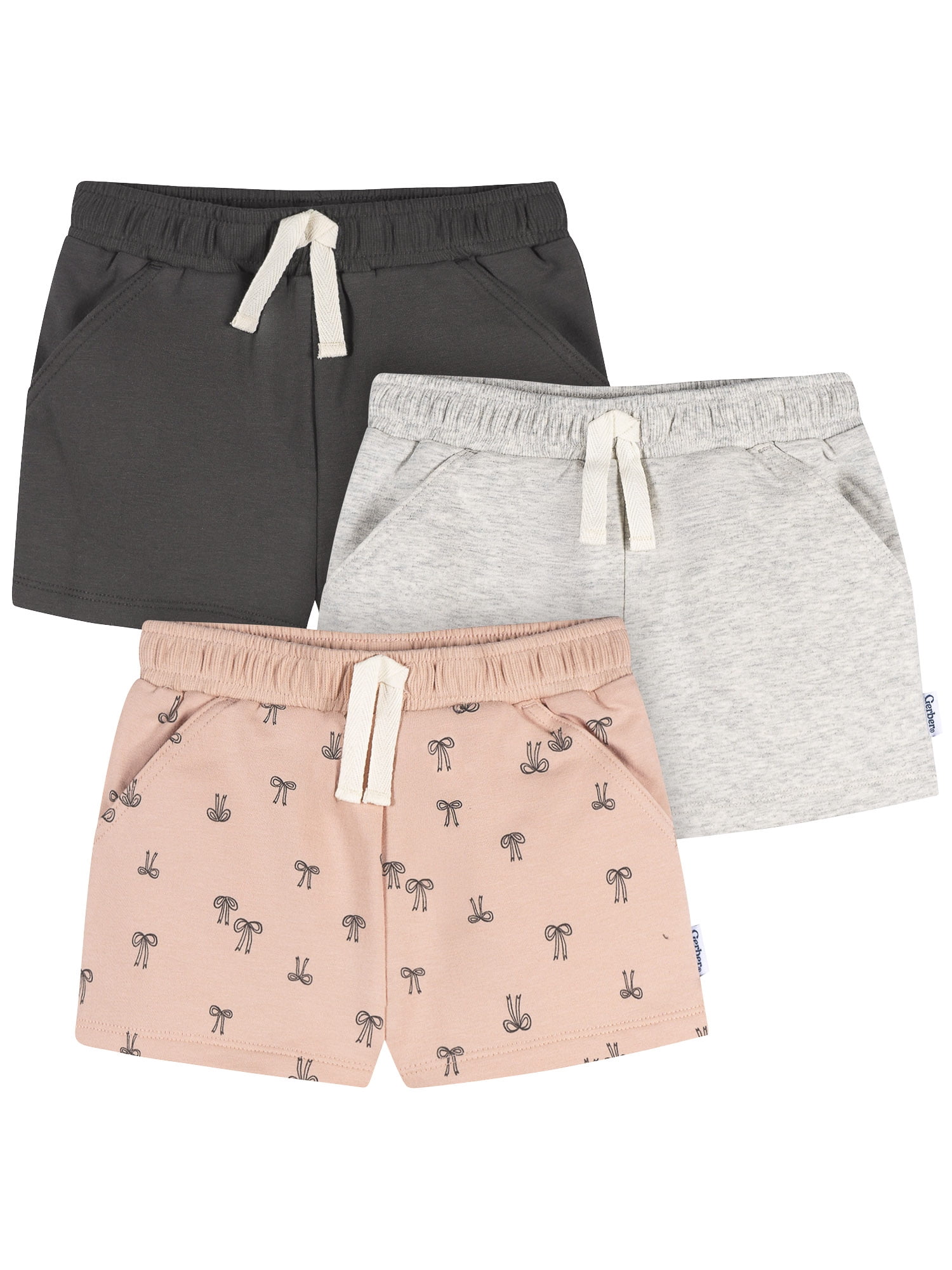 Gerber Baby and Toddler Girl Knit Shorts, 3-Pack, Sizes 0/3 Months - 5T