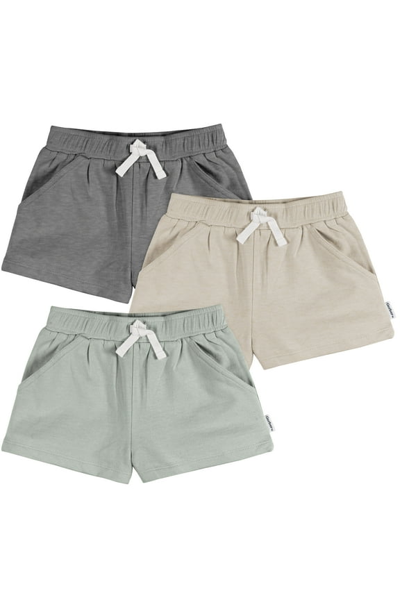 Baby and Toddler Girl Knit Shorts, 3-Pack, Sizes 0/3 Months - 5T
