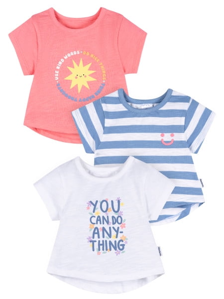 Baby and Toddler Girl Short Sleeve T-Shirts, 3-Pack, Sizes 12 Months - 5T