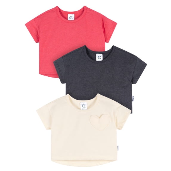 Gerber Baby and Toddler Girl Short Sleeve T-Shirts, 3-Pack, Sizes 12 Months - 5T