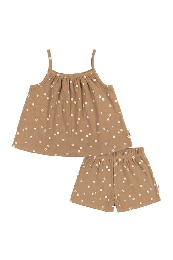 Baby and Toddler Girl Sleeveless Tank Top and Shorts Set, 2 Piece, 12 Months - 5T