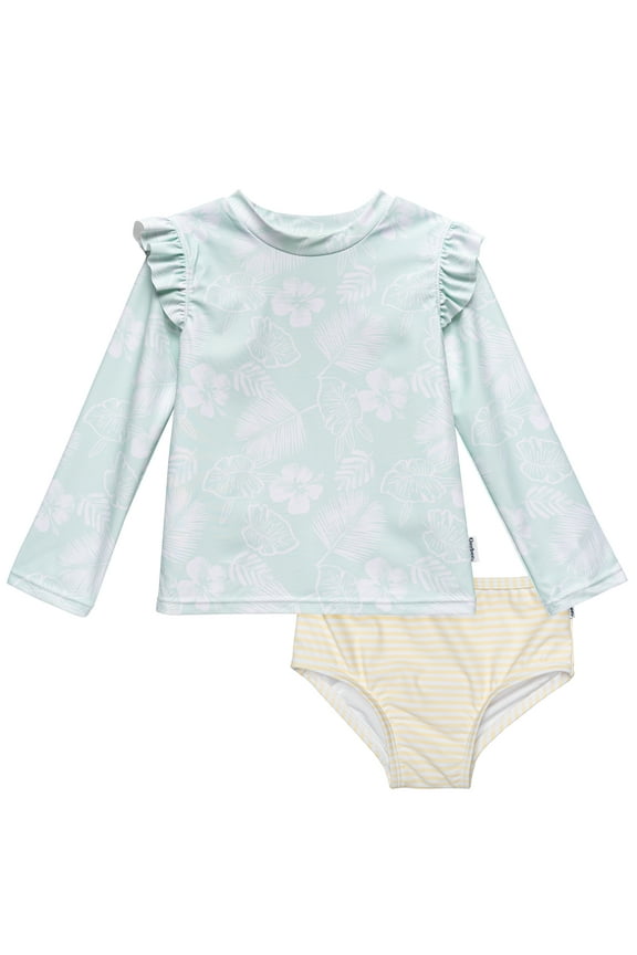 Baby and Toddler Girls Rashguard and Swimsuit Bottom, 2 Piece, Sizes 12 Months - 5T