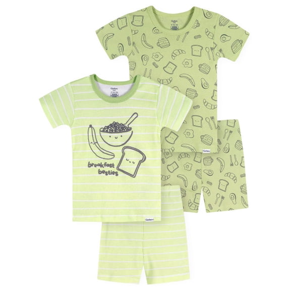 Gerber Baby and Toddler Neutral 4pc Pajama Short Set, Sizes (12 Months -5T)