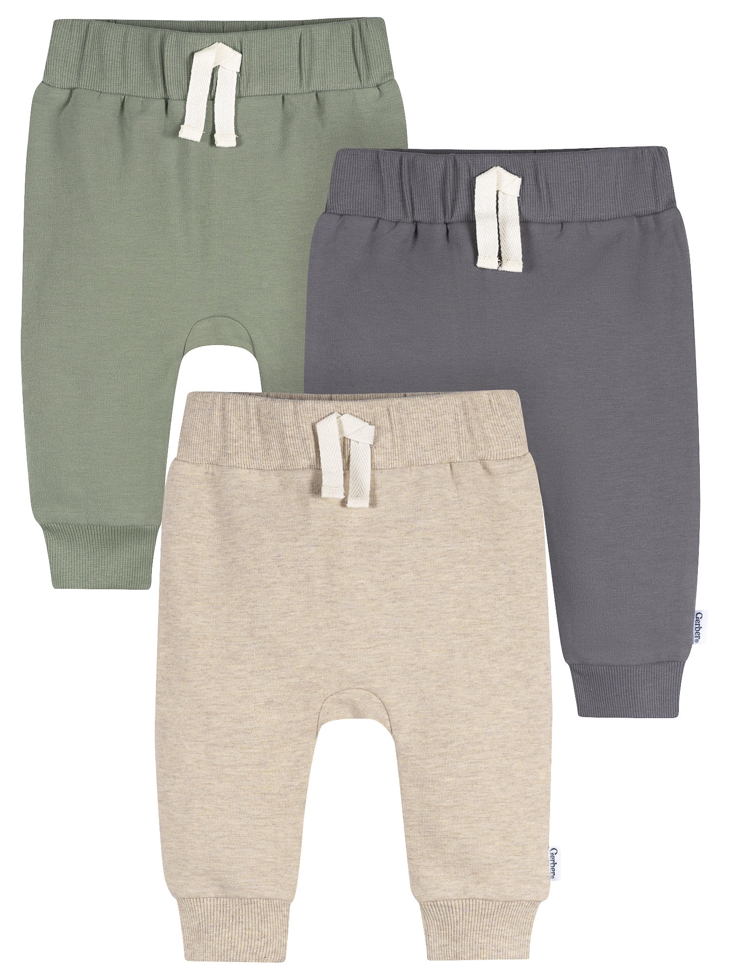 Gerber Baby and Toddler Neutral Joggers, 3-Pack, Sizes 0/3 Months - 5T