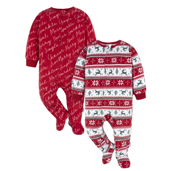 Gerber Baby and Toddler Neutral Microfleece Blanket Sleeper Pajamas, 2-Pack, Sizes 0/3 Months -5T