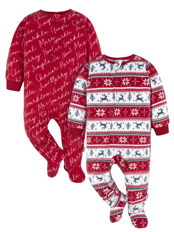 Baby and Toddler Neutral Microfleece Blanket Sleeper Pajamas, 2-Pack, Sizes 0/3 Months -5T