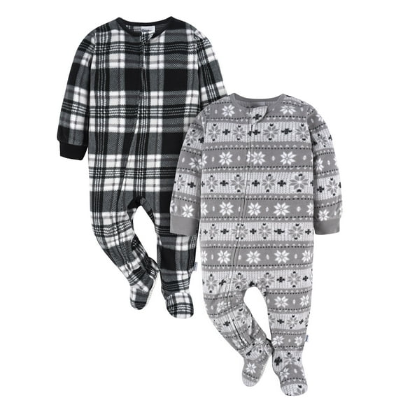 Gerber Baby and Toddler Neutral Microfleece Blanket Sleeper Pajamas, 2-Pack, Sizes 0/3 Months -5T