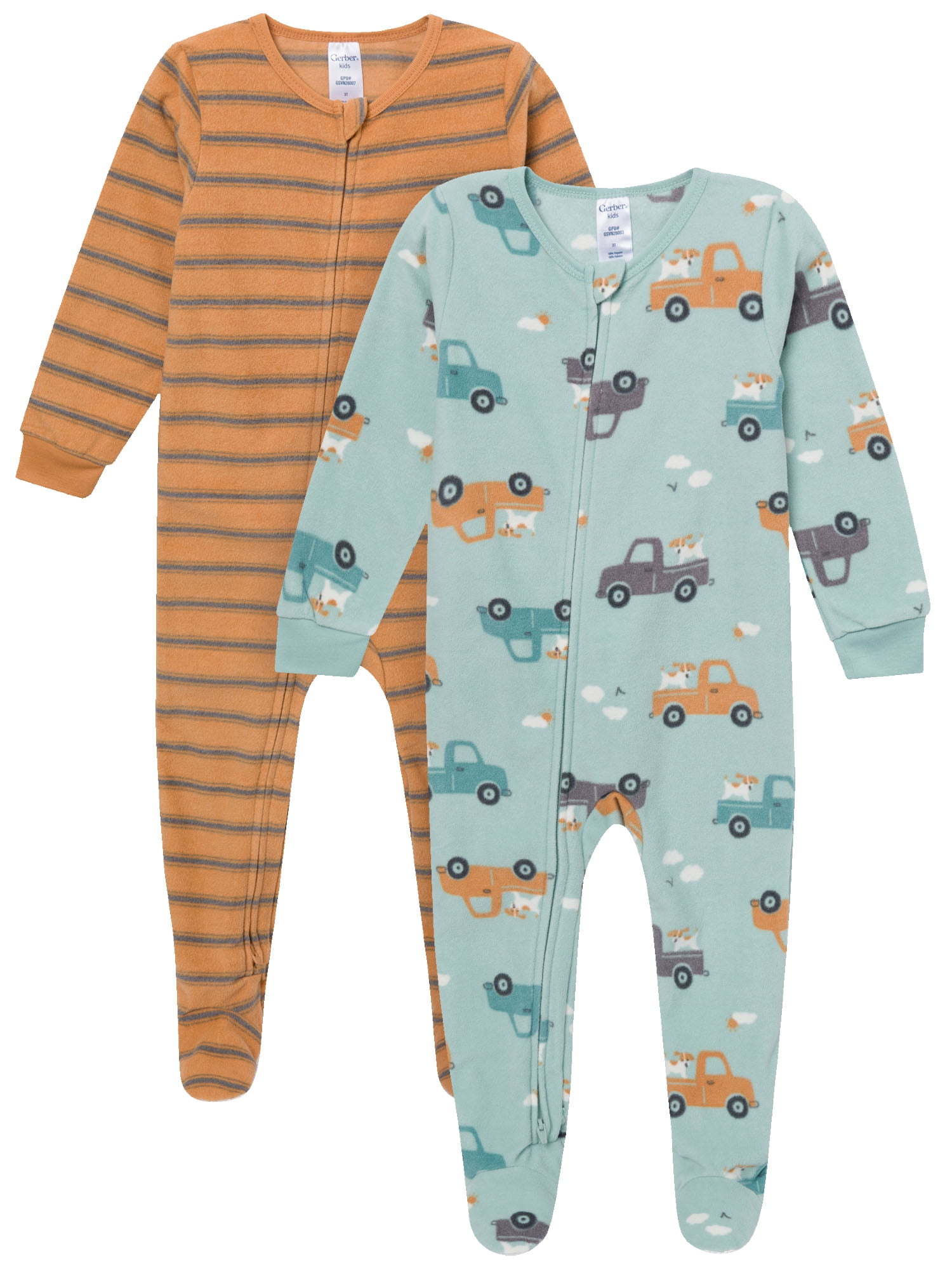 Gerber Baby and Toddler Neutral Microfleece 2-Way Zipper Blanket Sleeper Pajamas, 2-Pack, Sizes 0/3 Months - 5T