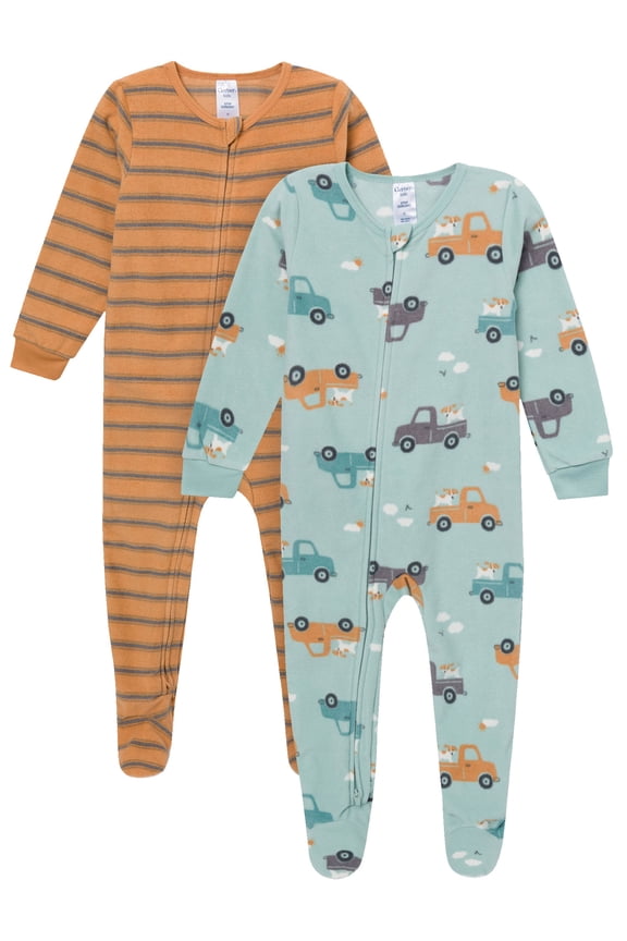 Baby and Toddler Neutral Microfleece Blanket Sleeper Pajamas, 2-Pack, Sizes 0/3 Months - 5T