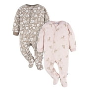 Gerber Baby and Toddler Neutral Microfleece Blanket Sleeper Pajamas, 2-Pack, Sizes 0/3 Months -5T