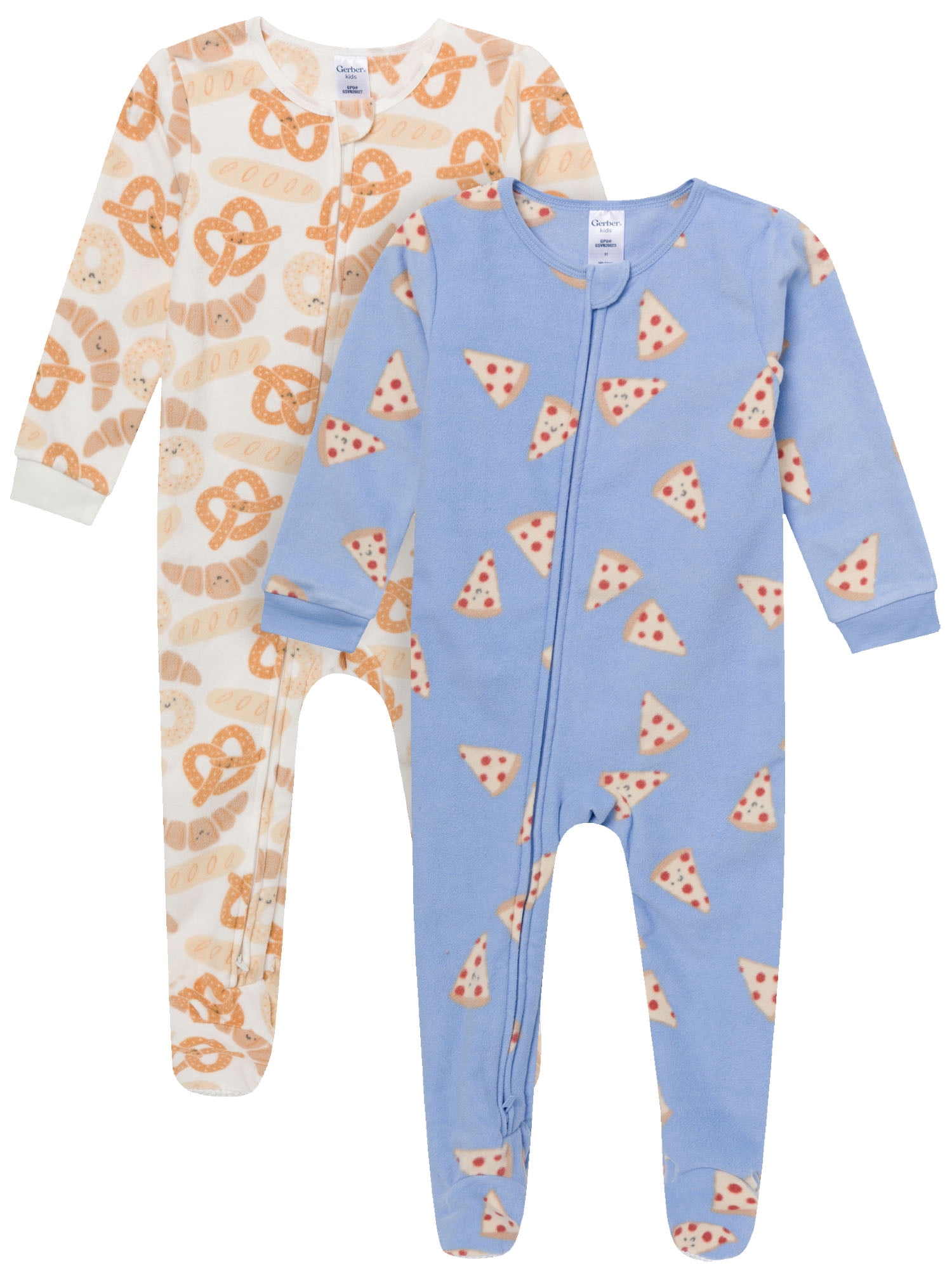 Gerber Baby and Toddler Neutral Microfleece 2-Way Zipper Blanket Sleeper Pajamas, 2-Pack, Sizes 0/3 Months - 5T