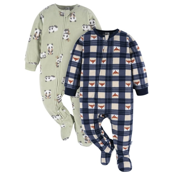 Gerber Baby and Toddler Neutral Microfleece Blanket Sleeper Pajamas, 2-pack, Sizes 0/3 Months -5T