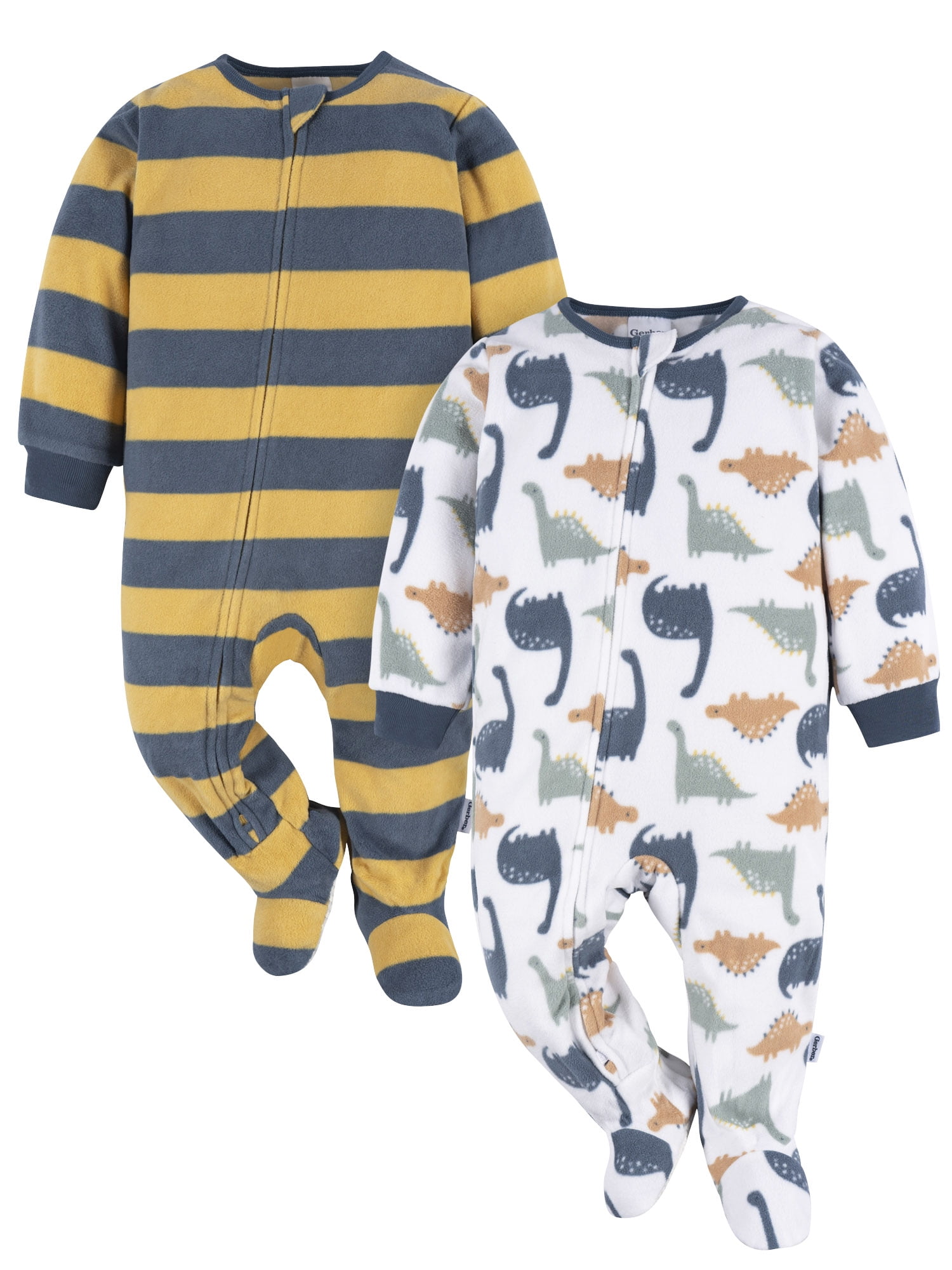 Gerber Baby and Toddler Neutral Microfleece Blanket Sleeper Pajamas, 2-Pack, Sizes 0/3 Months -5T