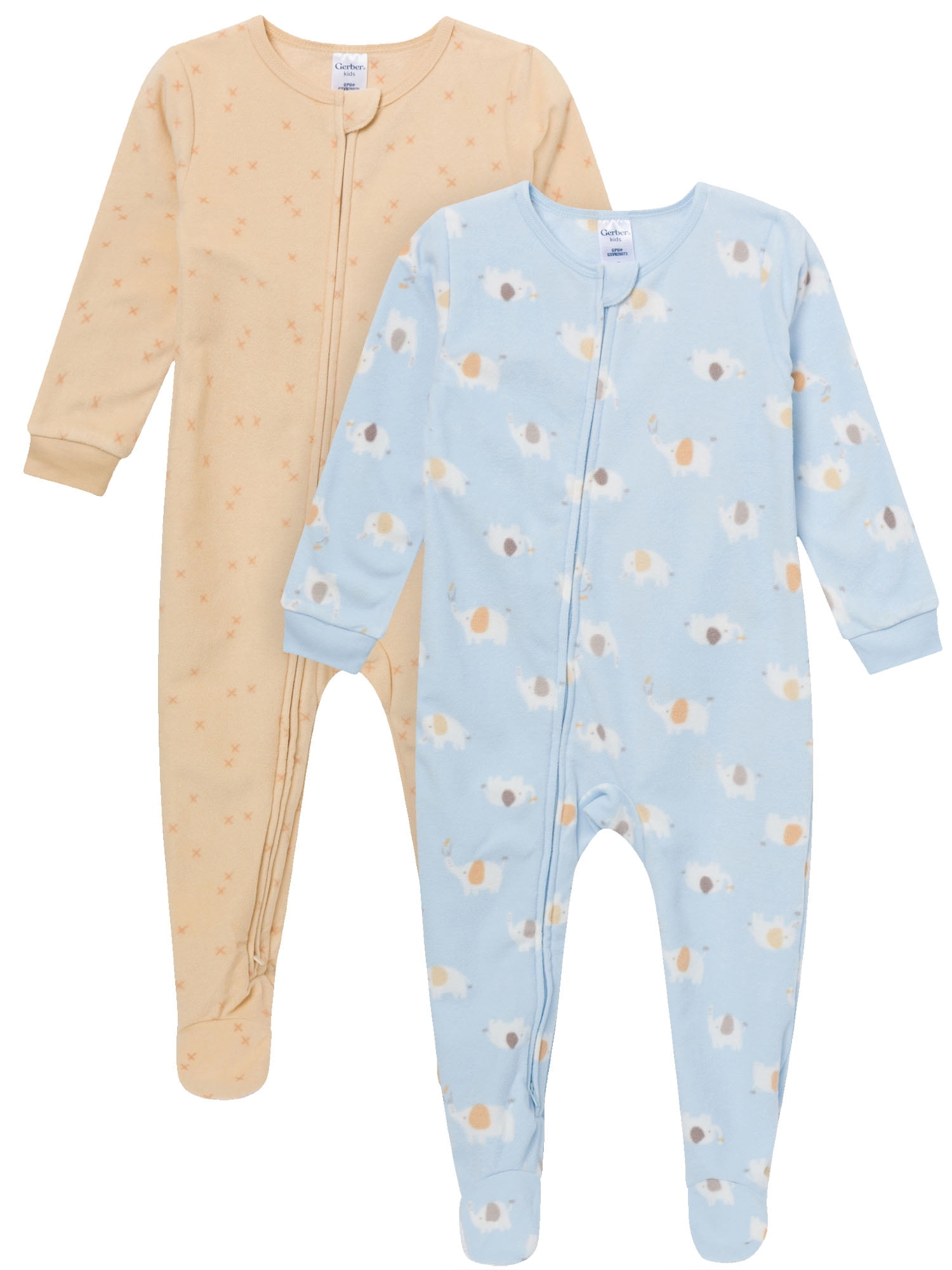Gerber Baby and Toddler Neutral Microfleece 2-Way Zipper Blanket Sleeper Pajamas, 2-Pack, Sizes 0/3 Months - 5T