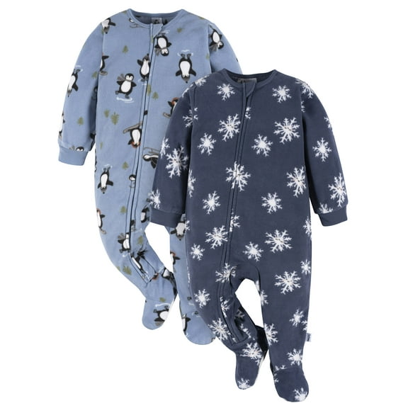 Gerber Baby and Toddler Neutral Microfleece Blanket Sleeper Pajamas, 2-Pack, Sizes 0/3 Months -5T