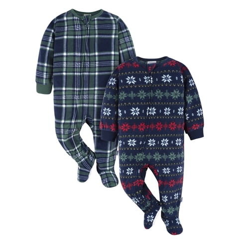 Baby and Toddler Neutral Microfleece Blanket Sleeper Pajamas, 2-Pack, Sizes 0/3 Months -5T