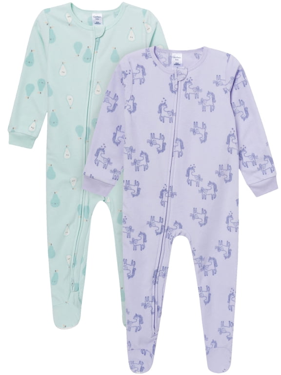 Baby and Toddler Neutral Microfleece 2-Way Zipper Blanket Sleeper Pajamas, 2-Pack, Sizes 0/3 Months - 5T