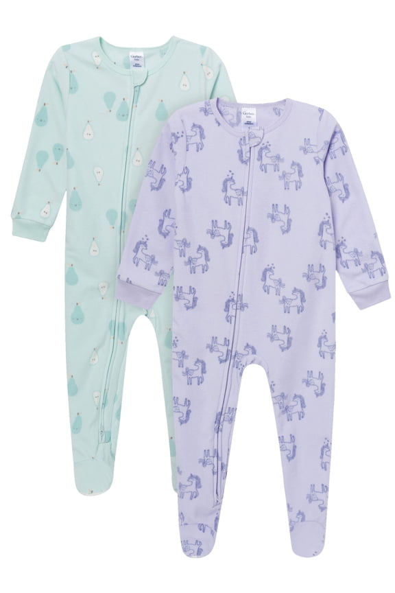 Baby and Toddler Neutral Microfleece 2-Way Zipper Blanket Sleeper Pajamas, 2-Pack, Sizes 0/3 Months - 5T