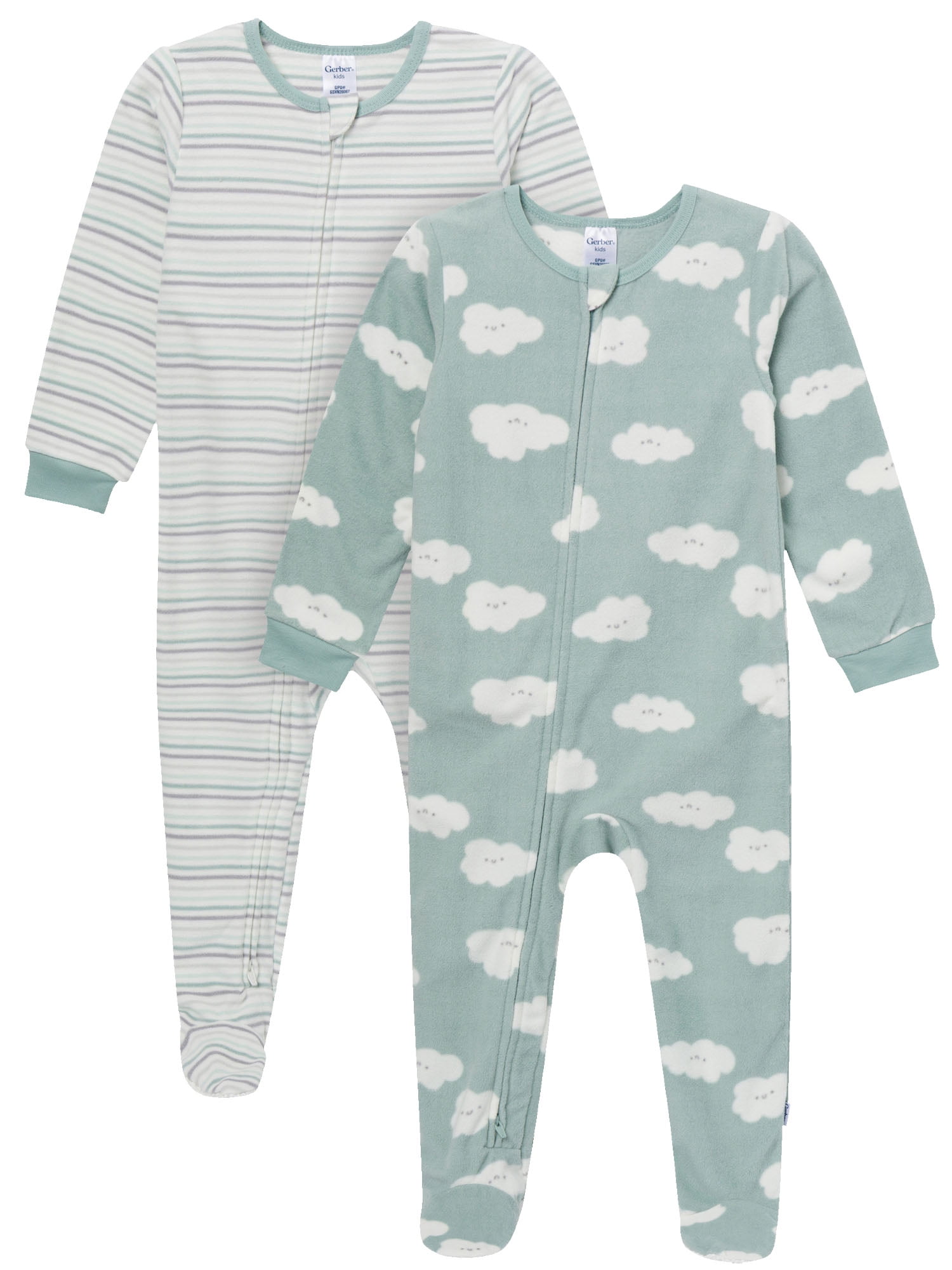 Gerber Baby and Toddler Neutral Microfleece 2-Way Zipper Blanket Sleeper Pajamas, 2-Pack, Sizes 0/3 Months - 5T