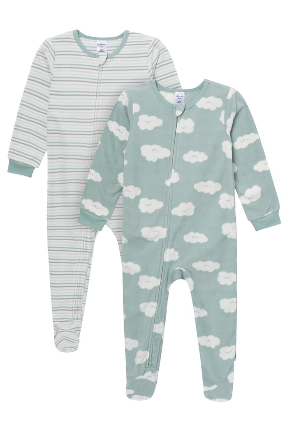 Baby and Toddler Neutral Microfleece Blanket Sleeper Pajamas, 2-Pack, Sizes 0/3 Months - 5T