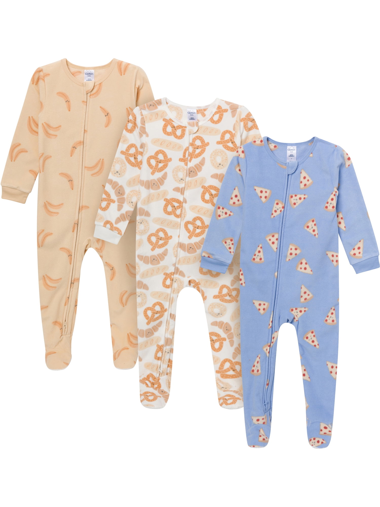 Gerber Baby and Toddler Neutral Microfleece 2-Way Zipper Blanket Sleeper Pajamas, 3-Pack, Sizes 0/3 Months - 5T