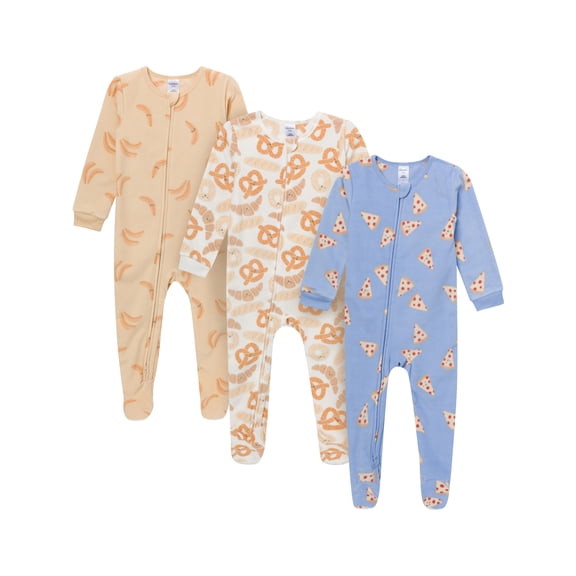 Gerber Baby and Toddler Neutral Microfleece 2-Way Zipper Blanket Sleeper Pajamas, 3-Pack, Sizes 0/3 Months - 5T