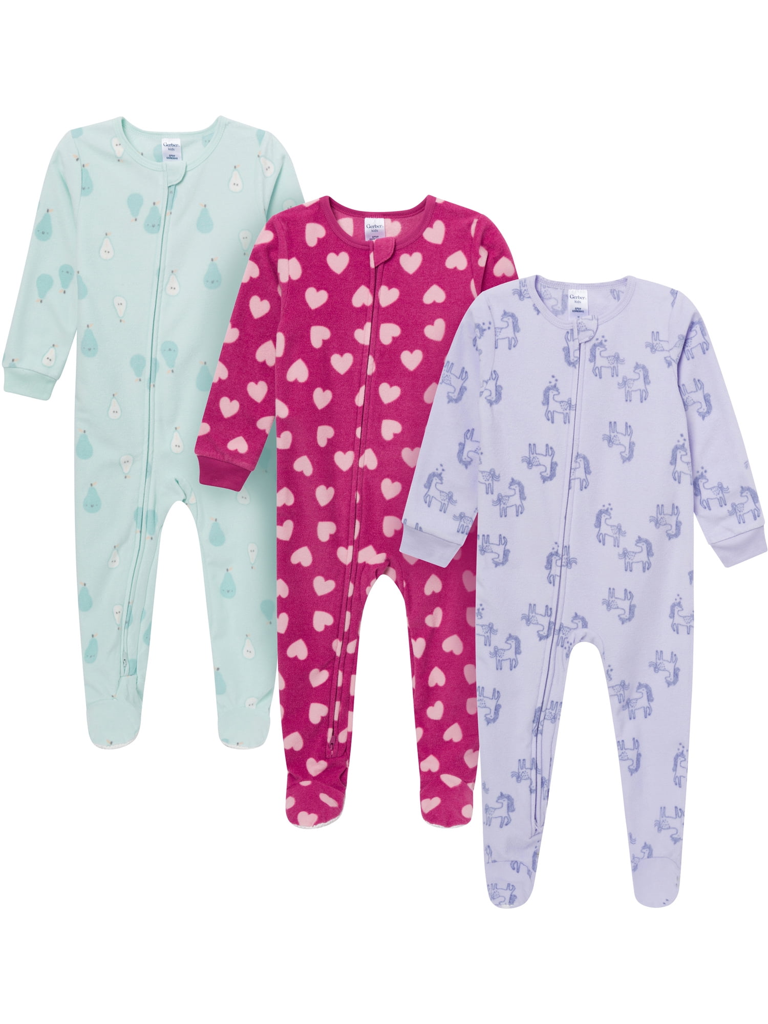 Gerber Baby and Toddler Neutral Microfleece 2-Way Zipper Blanket Sleeper Pajamas, 3-Pack, Sizes 0/3 Months - 5T