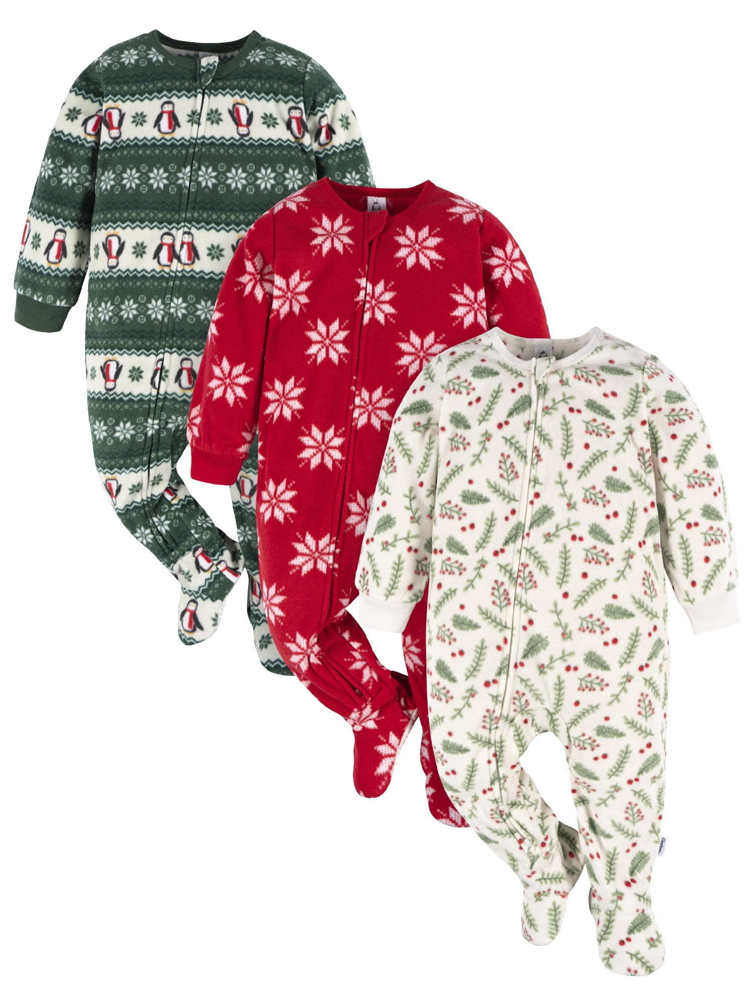 Gerber Baby and Toddler Neutral Microfleece Blanket Sleeper Pajamas, 3-Pack, Sizes 0/3 Months -5T