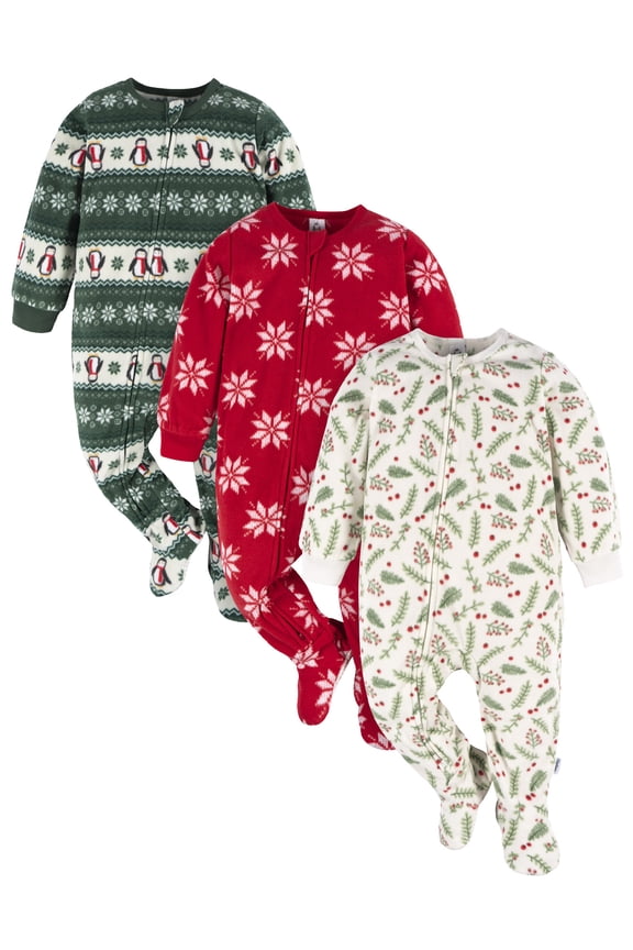 Baby and Toddler Neutral Microfleece Blanket Sleeper Pajamas, 3-Pack, Sizes 0/3 Months -5T