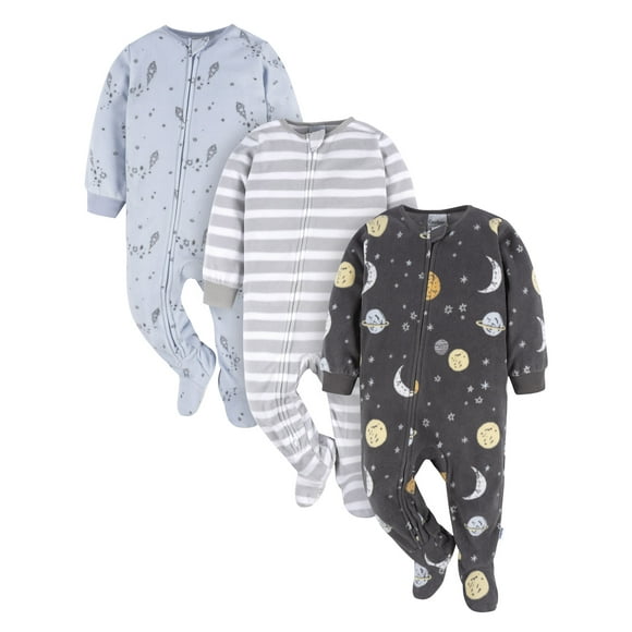 Baby and Toddler Neutral Microfleece Blanket Sleeper Pajamas, 3-Pack, Sizes 0/3M-5T