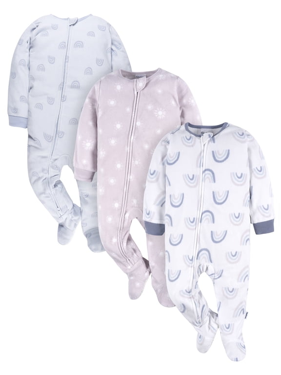 Baby and Toddler Neutral Microfleece Blanket Sleeper Pajamas, 3-Pack, Sizes 0/3M-5T
