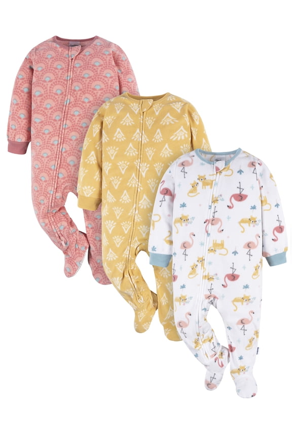 Baby and Toddler Neutral Microfleece Blanket Sleeper Pajamas, 3-Pack, Sizes 0/3M-5T